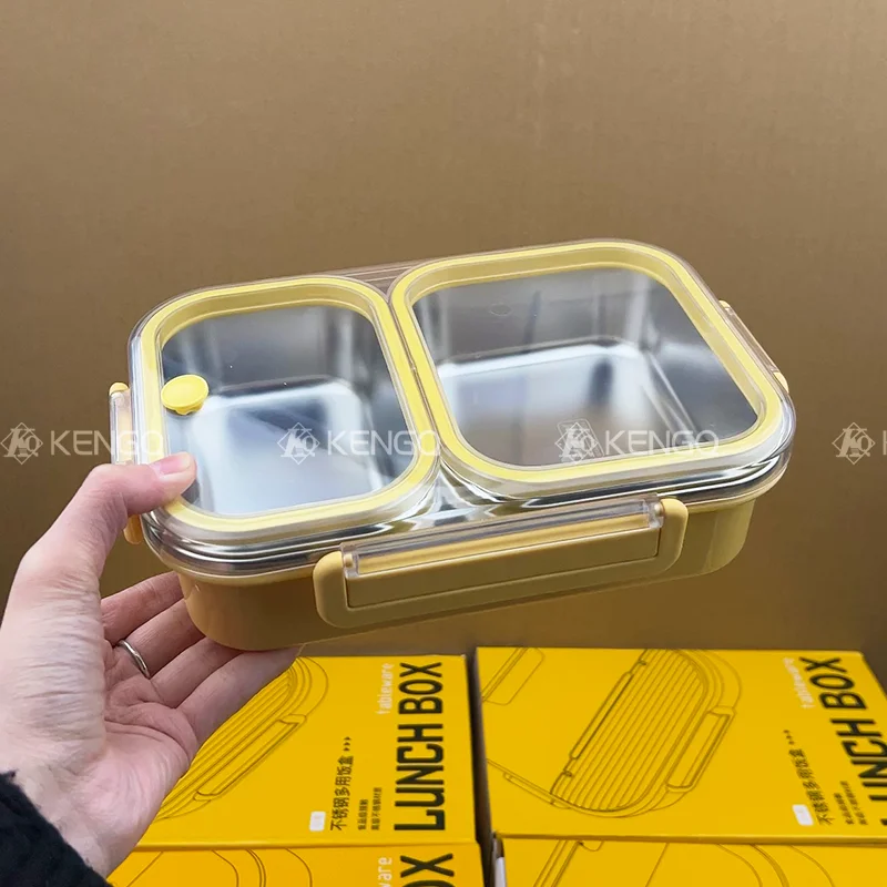 Kids Leak Proof Lunch Box Rectangular 304 Stainless Steel Bento Box Compartment Lunch Box for Microwave oven
