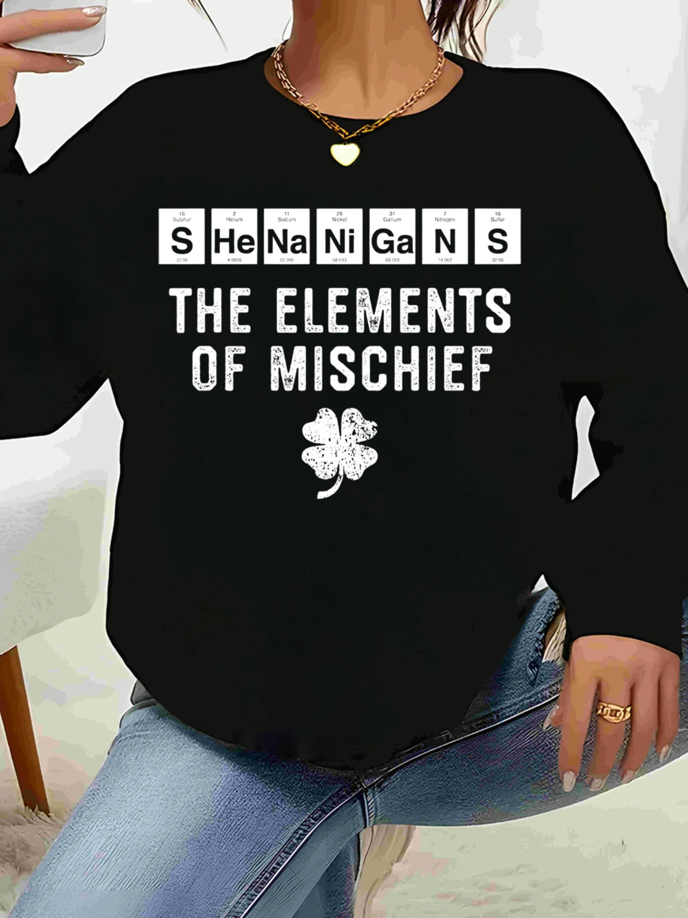 Shenanigans عناصر الأذى طباعة كم طويل أعلى عيد القديس باتريك ملابس غير رسمية أزياء المرأة #1