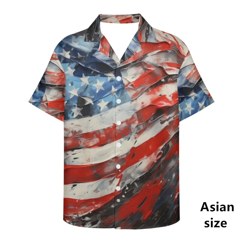 

3D Printed America Flag Shirt For Men Clothes Fashion USA Shirts Women Hawaiian Beach Shirt Short Sleeve Street Oversize Tops