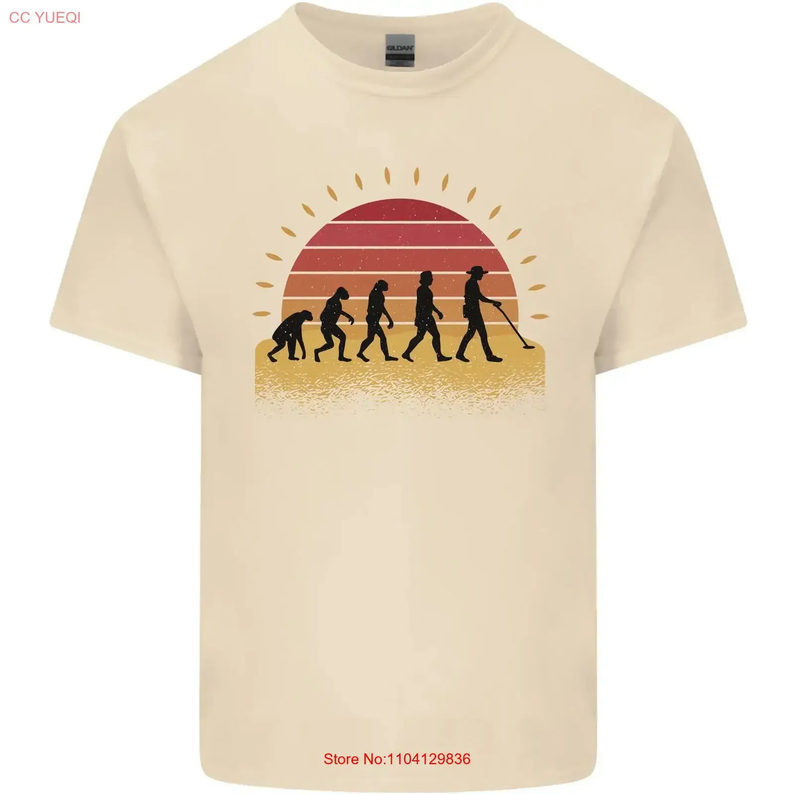 Metal Detecting Evolution Detector Mens Cotton T Shirt Top vintage Washed streetwear Stretched Top For Everyday Wear Breathable