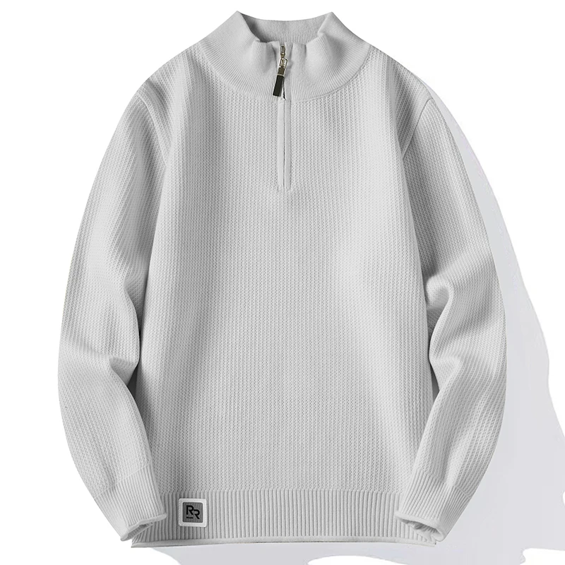 

Men's Casual Knitted Sweater Half Zip Pure Color Stand Collar Inner Wear Base Shirt Light Maturity Autumn Winter Fashion