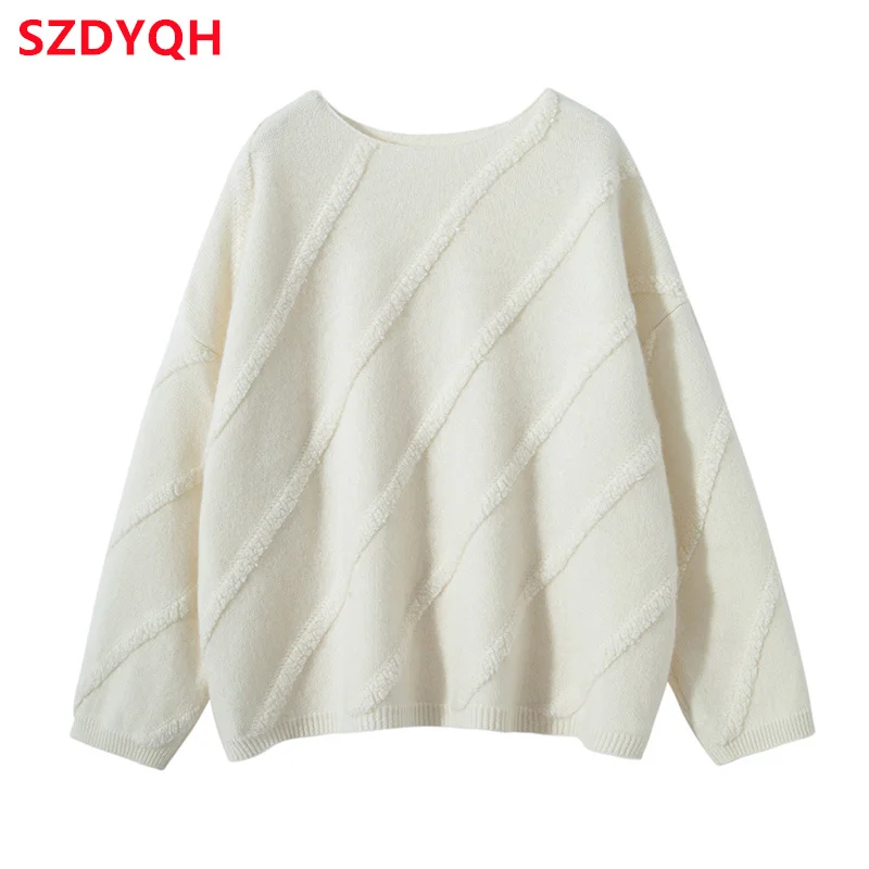 2023 Autumn Winter Women 100% Cashmere Sweater O-Neck High Quality Thicken Warm Pullover Female Loose Large Size Knitted Jumper