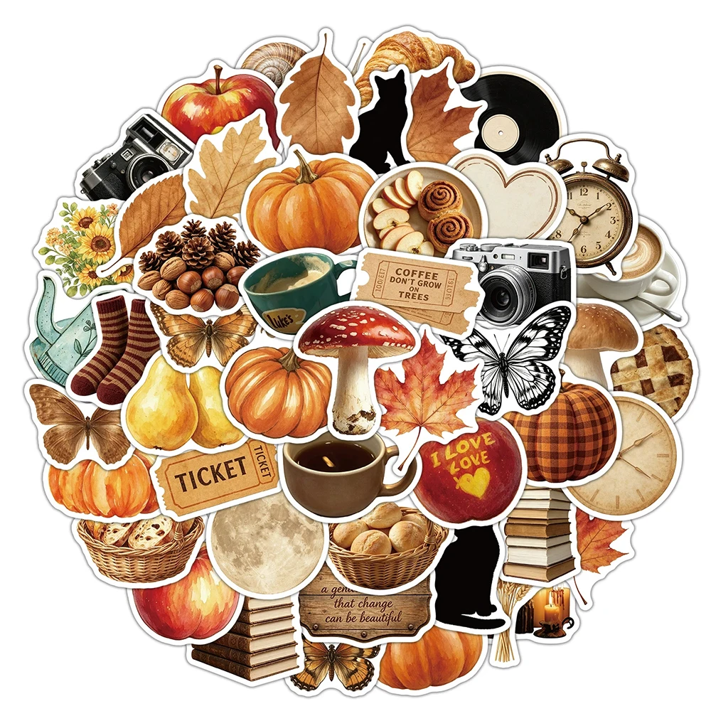 10/30/50pcs Vintage Brown Aesthetic Cartoon Graffiti Stickers DIY Phone Laptop Stationery Waterproof Retro Decoration Sticker