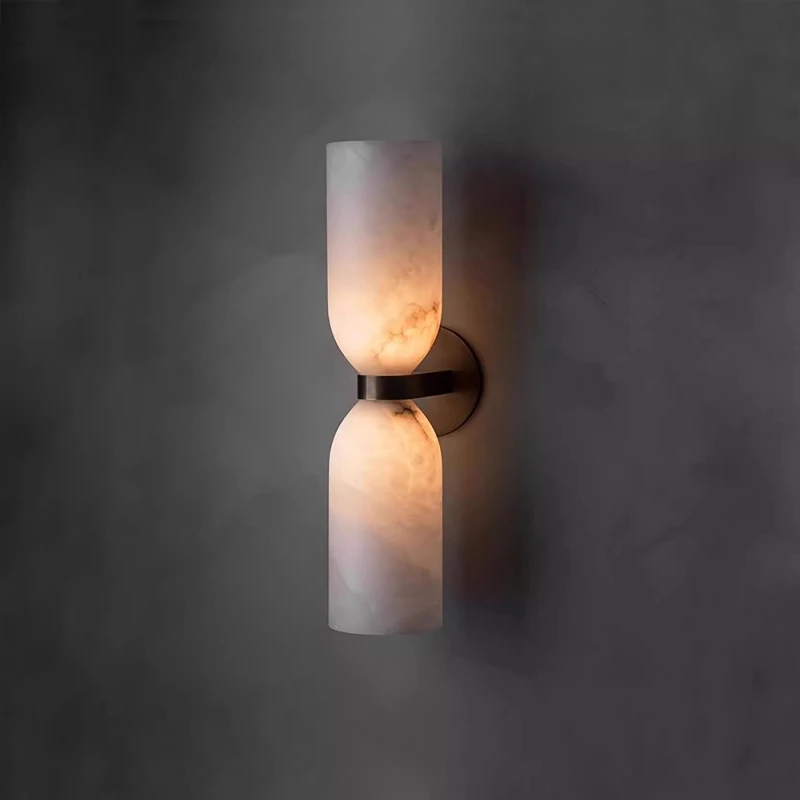 Nordic White Natural Marble LED Wall Lamp Creative Double Headed Lighting Corridor Aisle Bedside Living Room Luxury Wall Sconces