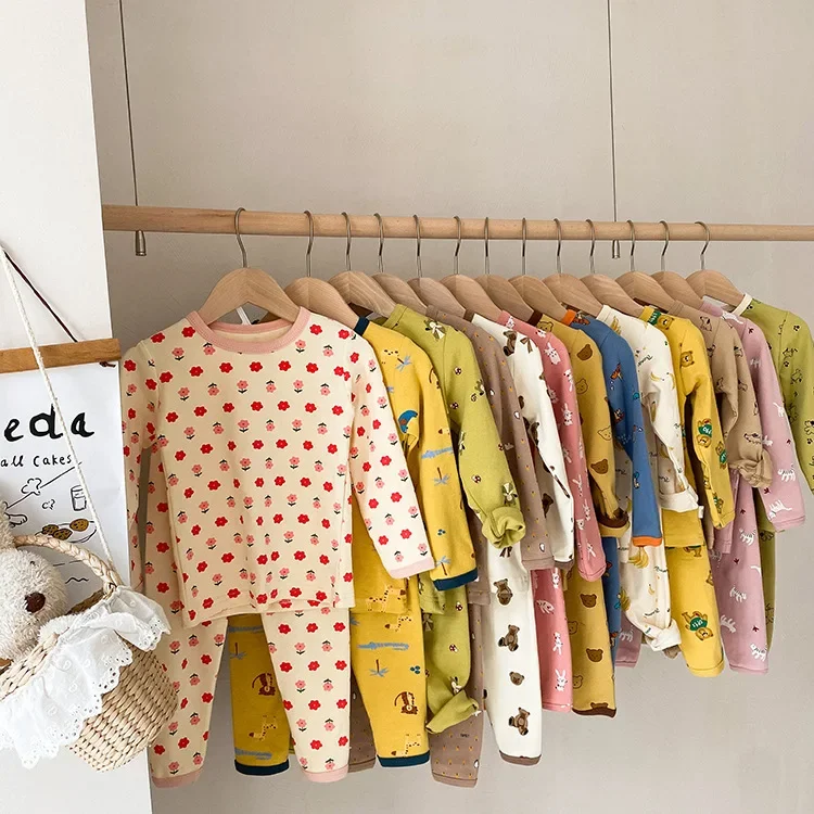 Children Pajamas Underwear Set Boys Autumn Winter Girls Baby Cartoon Home Clothes Nightdress Nightgown Sleepwear Suit Nightshirt