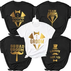 Groom Squad T Shirt Single Farewell Bachelor EVG Party Tees Team Future Groom Wedding Tops Best Man Funny Golden Graphic Tops