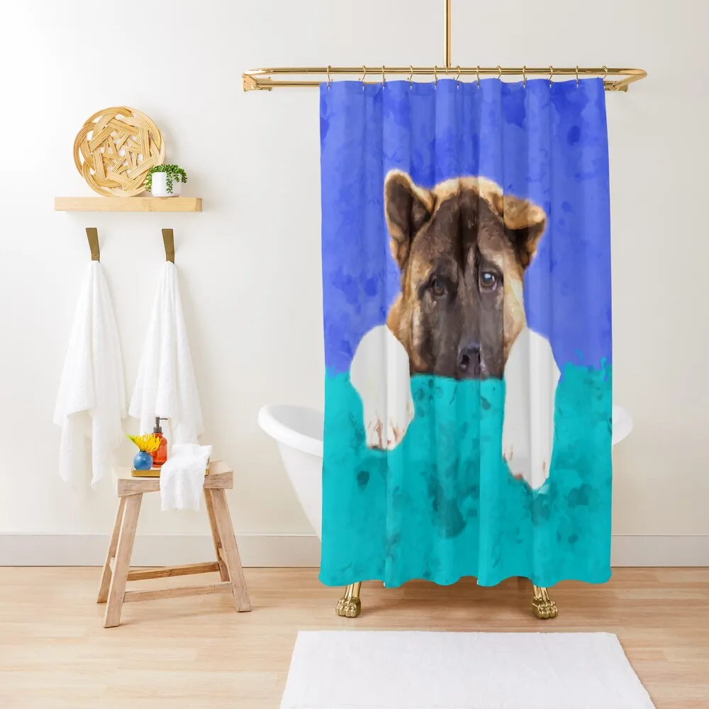 

American Akita Puppy Shower Curtain Cute Shower Bathroom Box Bathroom Accessories Shower Set For Bathroom Curtain