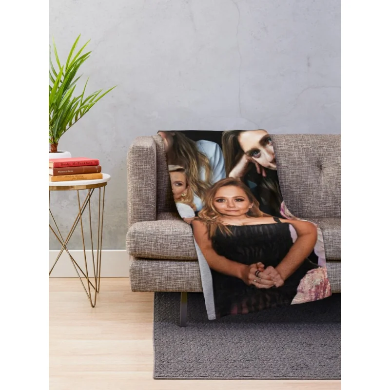 Elizabeth Olsen collage Throw Blankets dorm room essentials cute blanket decorative blankets