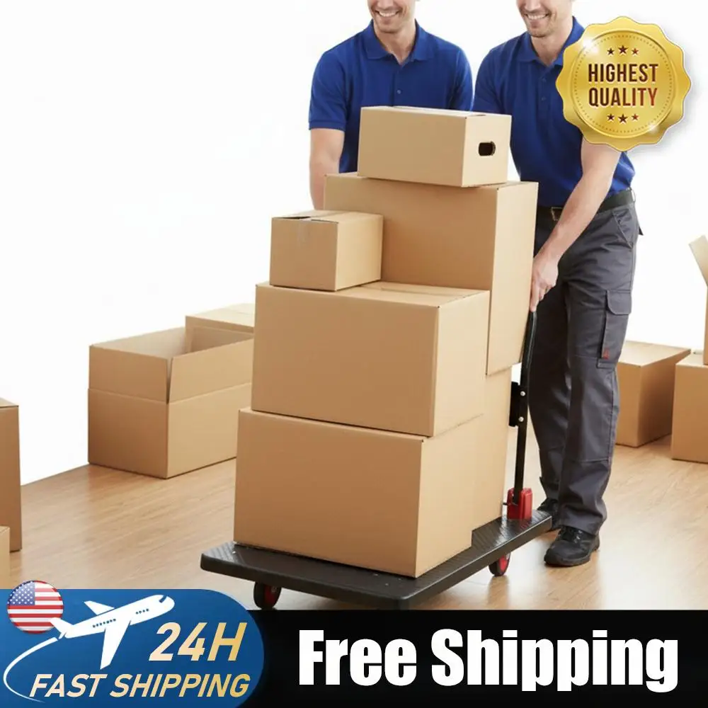 

2 IN 1 Silent TPR Wheels Hand Trucks W/Steel Wire Fence Push Goods Hand Cart 2000 Lbs Capacity for Groceries Garage Warehouse