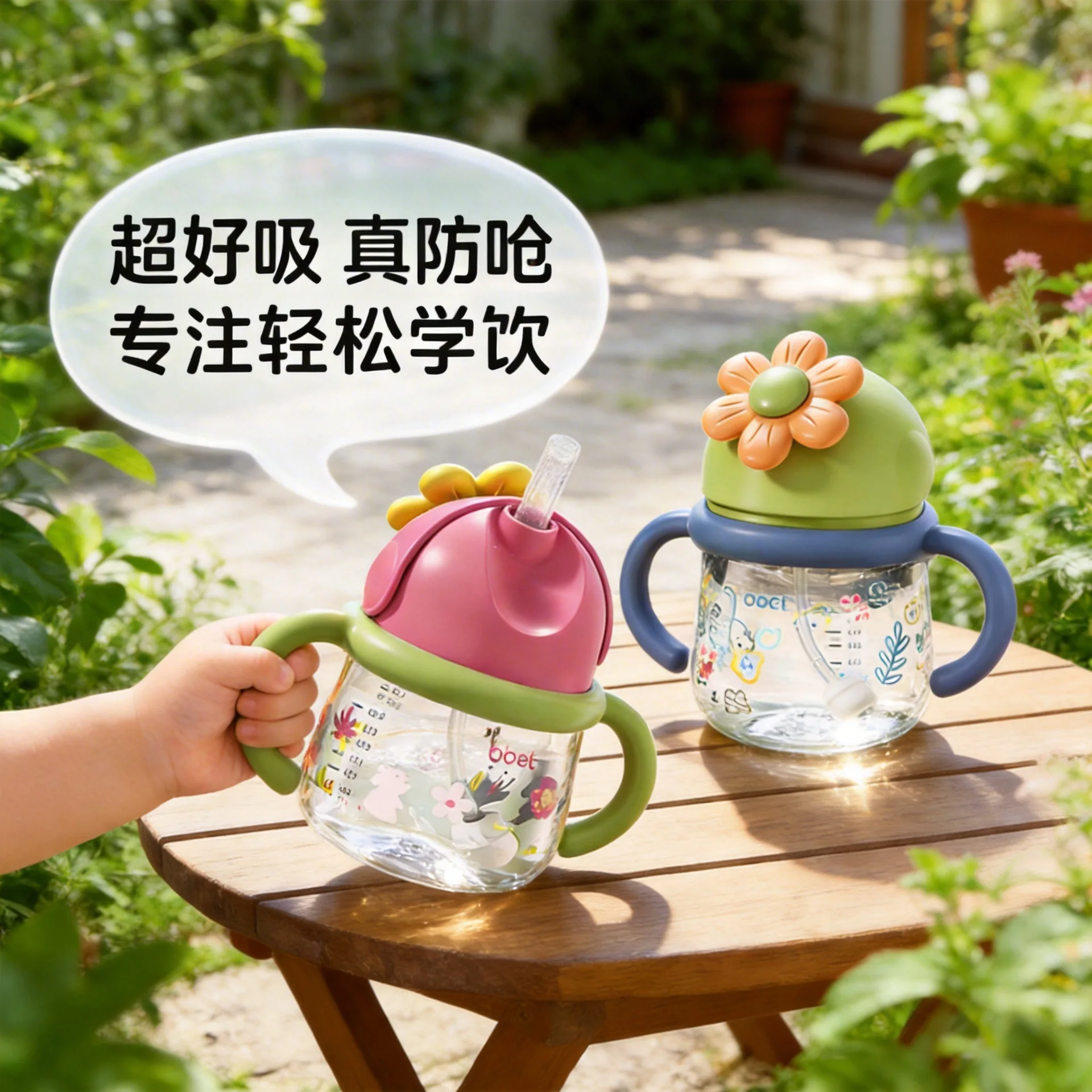 Tritan bottle baby drop resistant wide caliber water cup, baby learning drink cup, anti choking gravity ball water cup