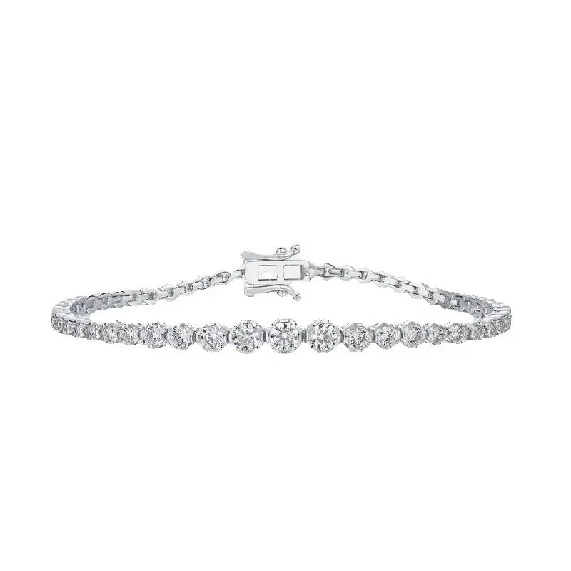 

WES Moissanite Single Row Sparkling Diamond PT950 Women's Platinum Bracelet Style Light Luxury 925 Pure Silver Bottom Bracelet