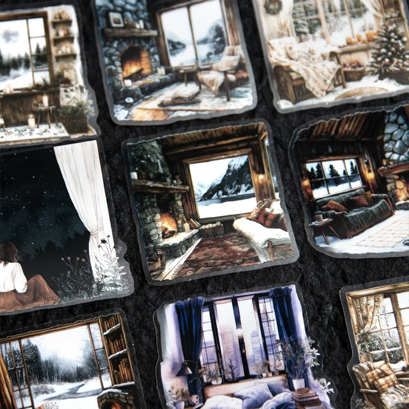 Stickers 10 Sheets/Bag Warm Room PET Stickers Handbook Stationery DIY Handmade & Scrapbook Journal Decorative Sticker Packs