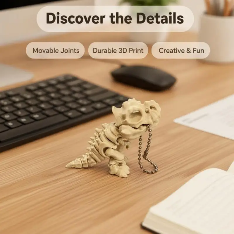 Bewegliches Dinosaurier-Skelett-Ornament, 1 Stück, Bewegliche Gelenke, Exquisite Verarbeitung für Büro-Schreibtisch, Heim-Sideboard-Dekoration, Kreativer Dino – Detail 8
