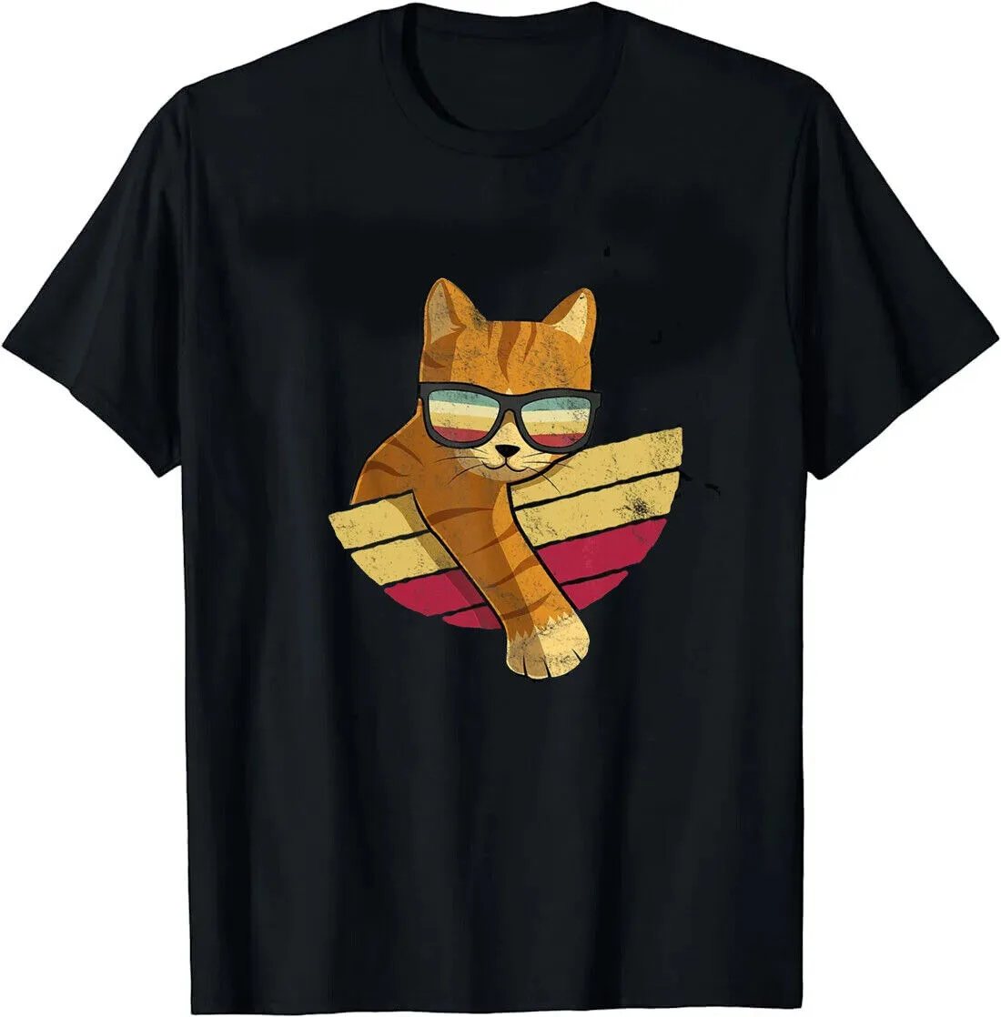 Funny Vintage Style Orange Cat Sunglasses Cat Lover Gift Unisex T-Shirt S-5XL