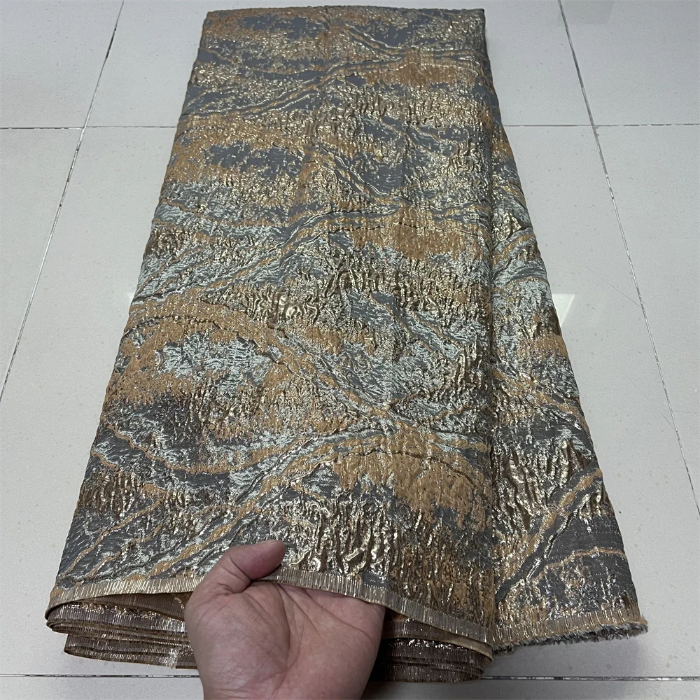 

2025 African Nigerian High-Quality Tulle Lace Fabric Jacquard Organza Embroidery Guipure for Party Prom Dress 5Yard YXZ183