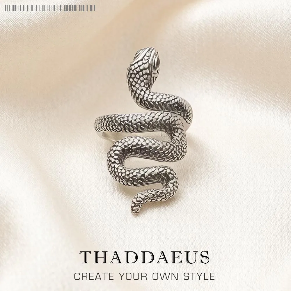 Ring geschwärzte Schlange, europäischer Stil, glamouröser feiner Schmuck für Frauen, Geschenk aus 925er Sterlingsilber