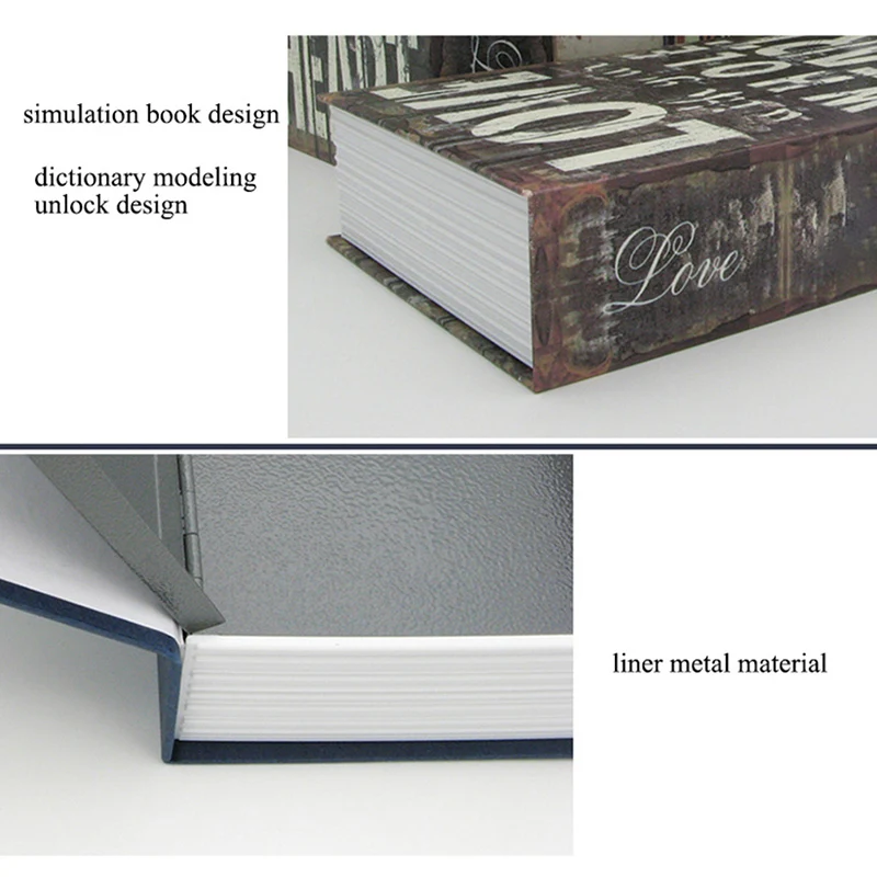 Home Book Safe Key Lock Type High Quality Secret Book Hidden Safe Safe Metal Steel Simulation Classic Books Money Box Coin Bank