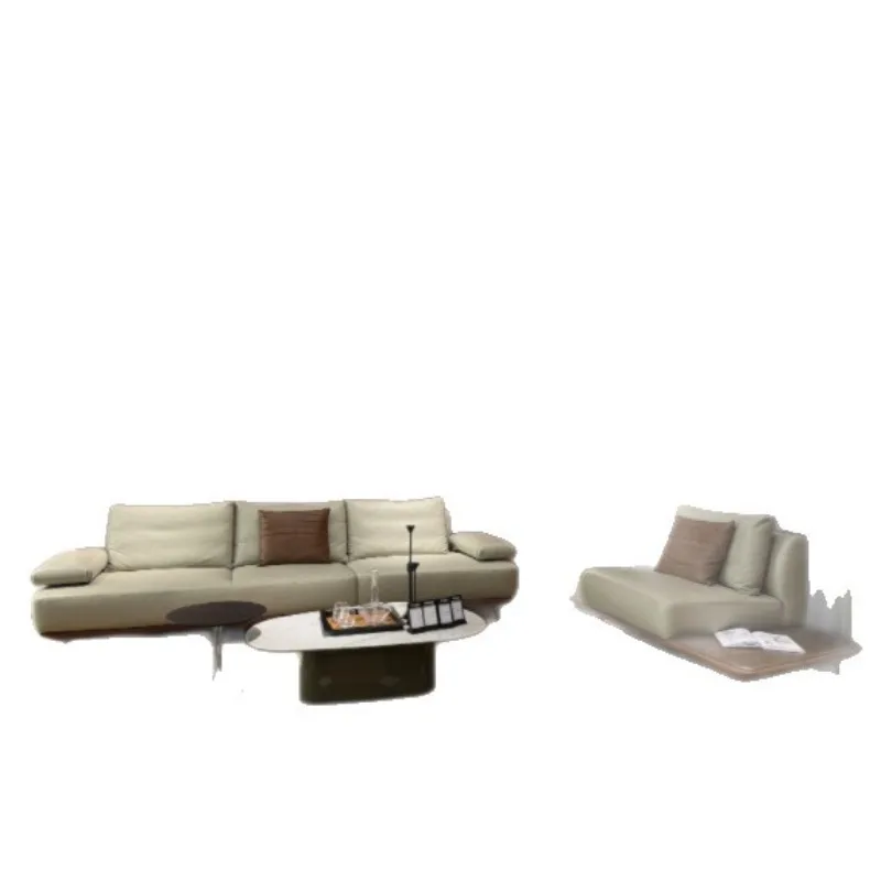 

Итальянский минималистичный комбинированный диван из воловьей кожи первого слоя, современный минималистичный диван