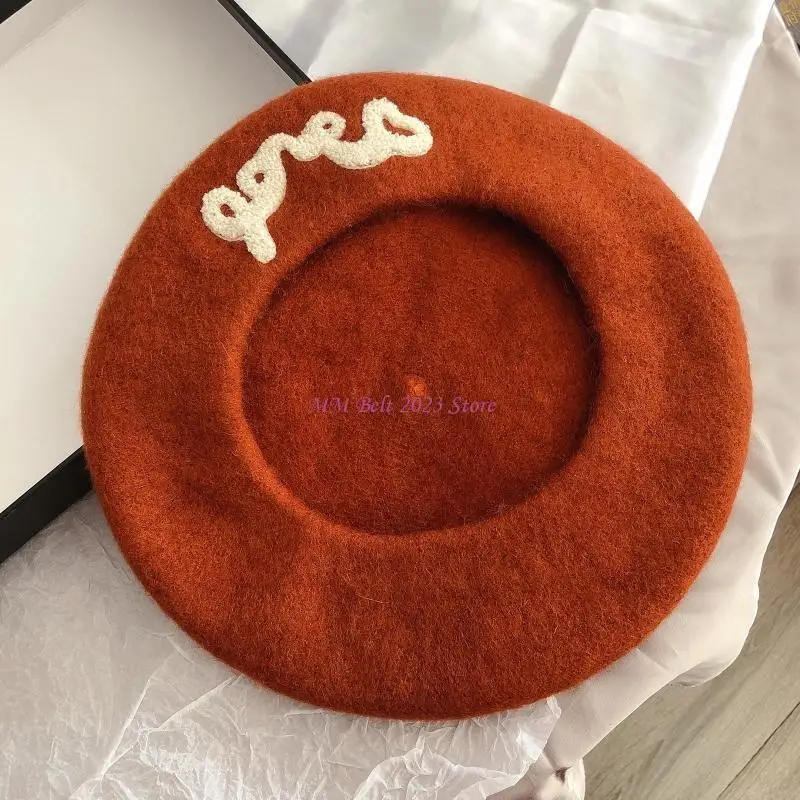 49ME قبعة مثمنة مطرزة بأحرف ذات لون خالص، دافئة للخارج #2