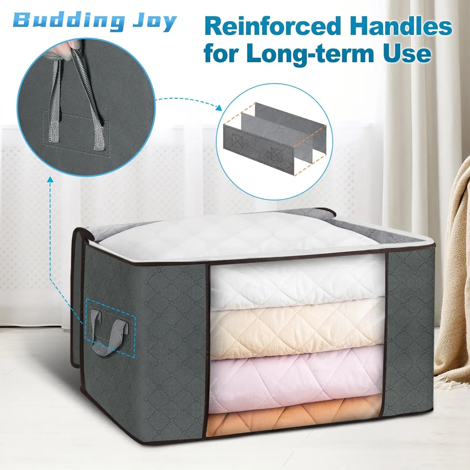 Large Capacity Clothes Storage Bag Foldable Dustproof Blanket Cotton Quilt Storage Containers for Organizing Bedroom Closet Bag