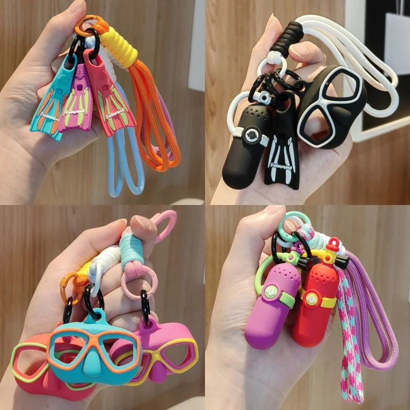 Scubas Diving Fin Keychain New DIY Diving Keychain Silicone Multipurpose Keyring Hanging for Key Backpack Diving Enthusiast Gift