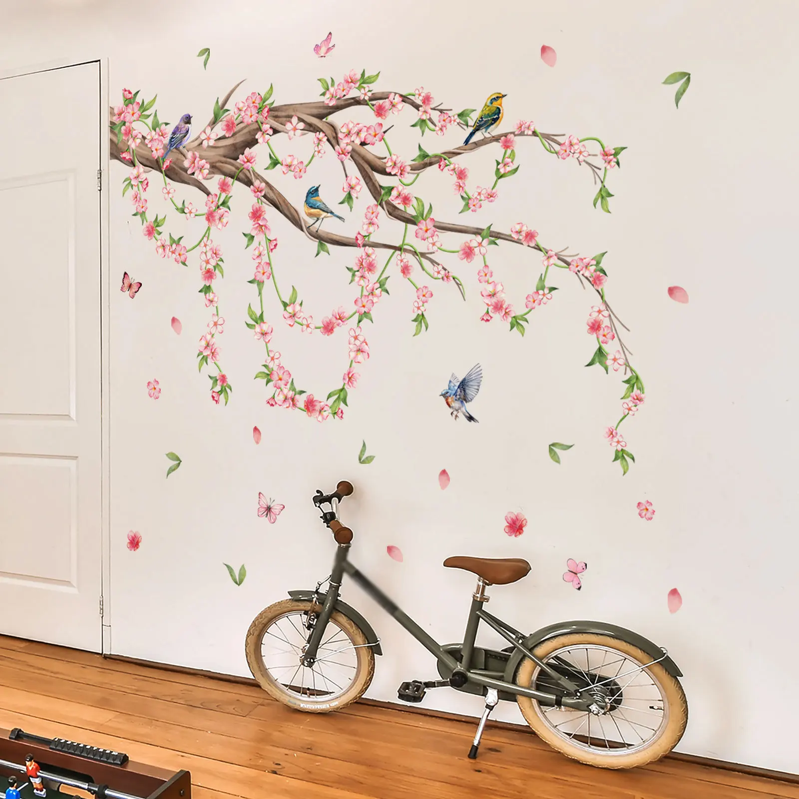 

Branches Flowers Birds Butterflies Wall Sticker Home Decoration Stickers Bedroom Living Room Decor Wall Art Poster Decals