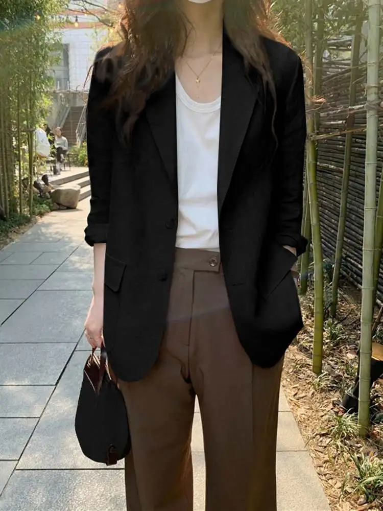 Fashion Autumn Blazer Suits ZANZEA Spring Women Lapel Neck Long Sleeve Thin Outwear Office Work Tops Casual Solid Blazer Shirt