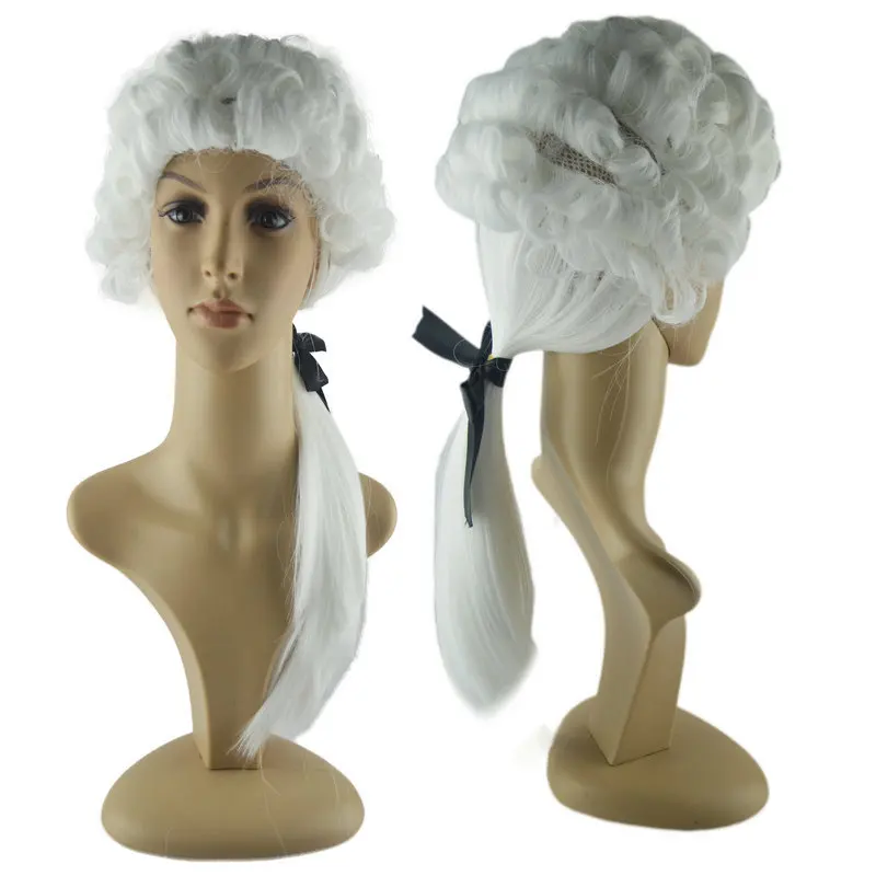 Halloween Headwear Performance Props Judge COS Movie White Gentleman Wig