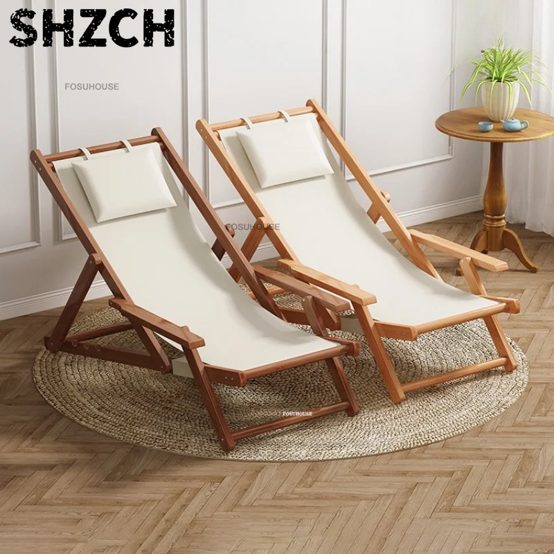 Outdoor Balcony Canvas Folding Beach Chair Leisure Outdoor Sun Loung/ers Garden Furniture Outdoor Courtyard Camping Loung/e Chai