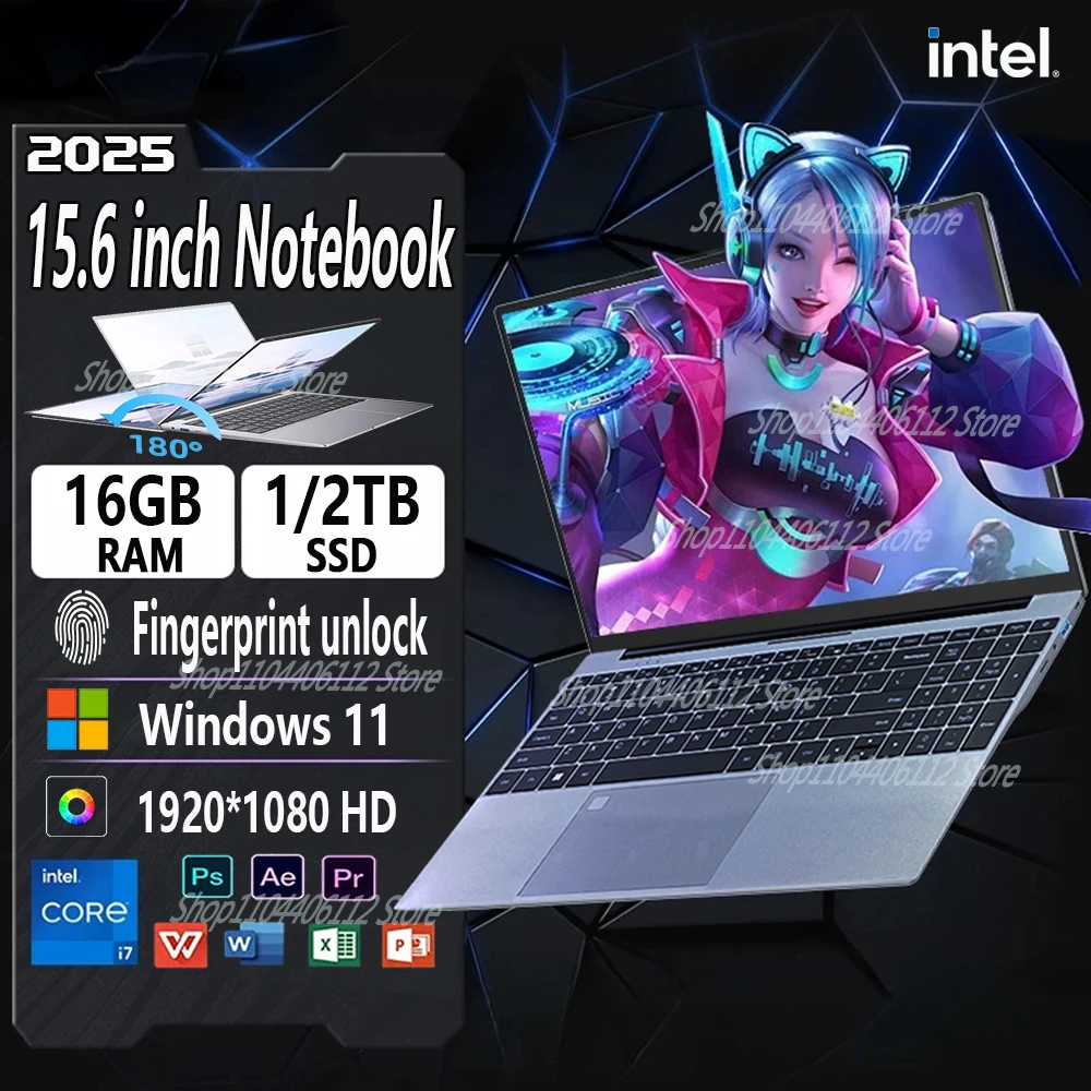 15.6‘’‘Laptop Windows 11 Intel Core I7-6500U Laptop Computer 16GB RAM 1TB 2TB SSD Portable Notebook WiFi 5 Gaming laptops