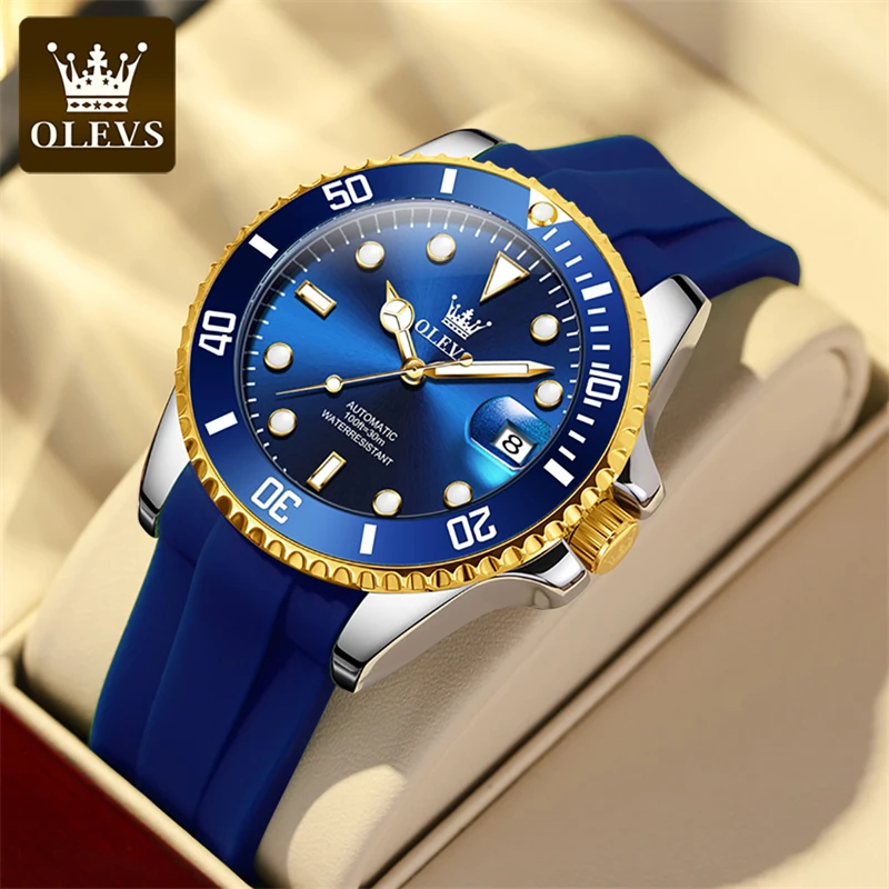 

OLEVS Brand New Fashion Mechanical Watch for Men Sports Silicone Waterproof Luminous Luxury Automatic Watches Men Reloj Hombre