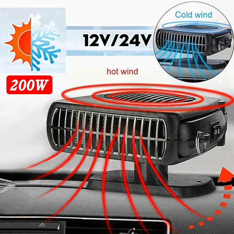 Car Windshield Heating Cooling Fan Winter Electric 12V 200W Quick Heater Defroster Demister Car Interior Warmer Accessories