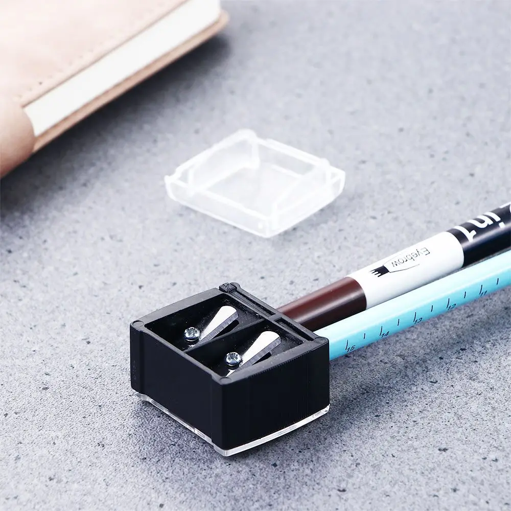 Precision Stationery Black Cosmetic Sharpener Mechanical Pencil Sharpener Makeup Sharpeners Double Holes Pencil Sharpener