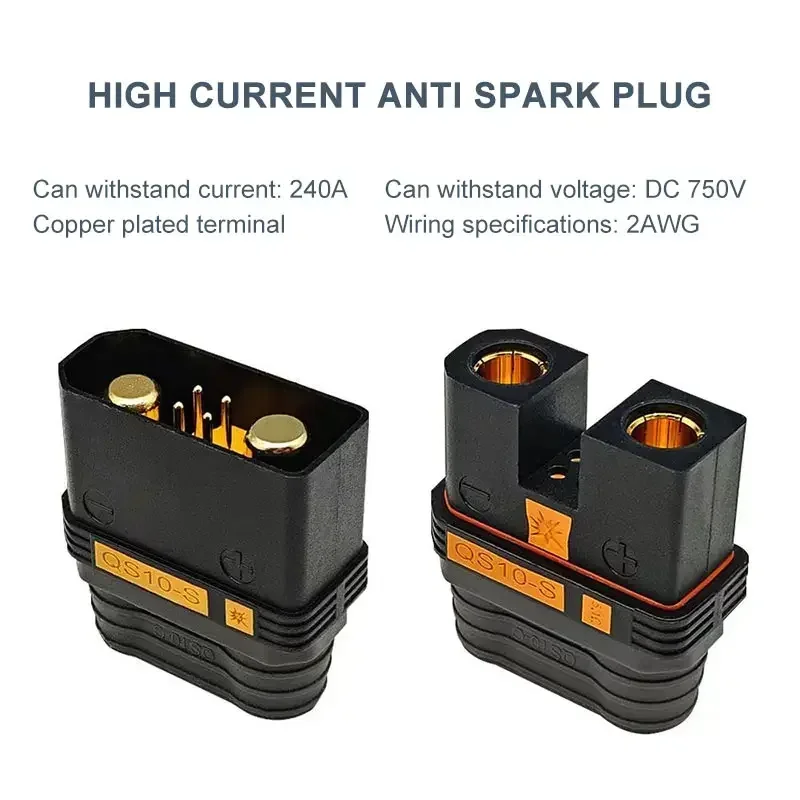 QS10-S 240A Male Female Aircraft Model Forklift Plug DC 750V Electric Vehicle Charging Head Battery High Current Quick Connector