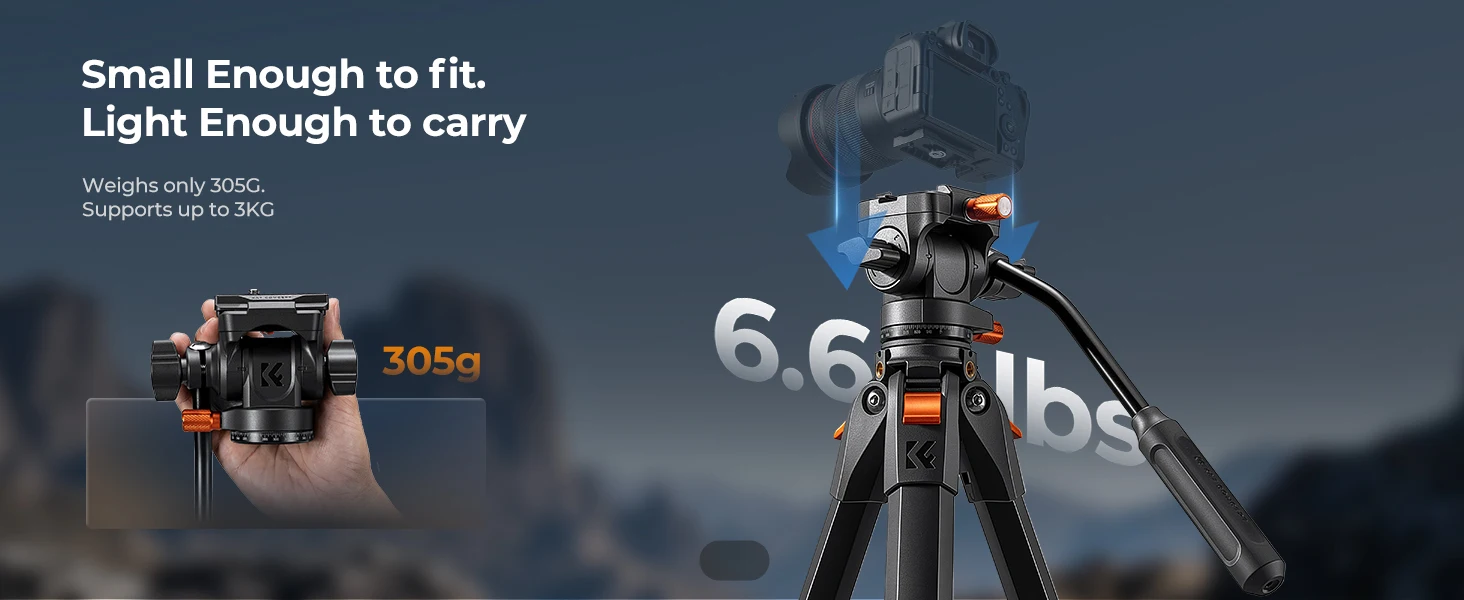 K&F CONCEPT Fluid-Stativkopf 360 ° Glatte Schwenk-/Neigekopfplatte, Arca-Swiss-kompatibel, leichter Kunststoff, maximale Belastung 7,6 lbs, für Reisen, FH-04 – Detail 2