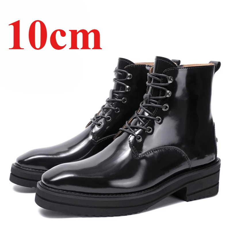 

Invisible Height Increased Boots Shoes for Men's 10cm British Western Workwear Boots Genuine Leather Retro Business Casual Shoes