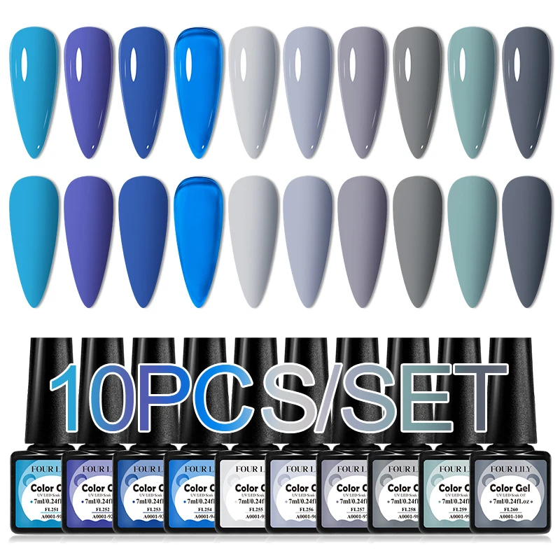 FOUR LILY 10 Pçs/set Gel Unha Polonês Luz Rosa Fluorescente Roxo Gel Polonês Conjunto Primavera Verão Nail Art Gel Verniz Para Manicure