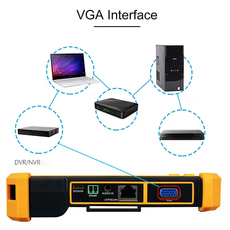 5-Inch Analog CCTV Tester 8MP 4K VGA Input AHD TVI CVI Output HD Security Monitor TFT-LCD Screen for Surveillance Accessories