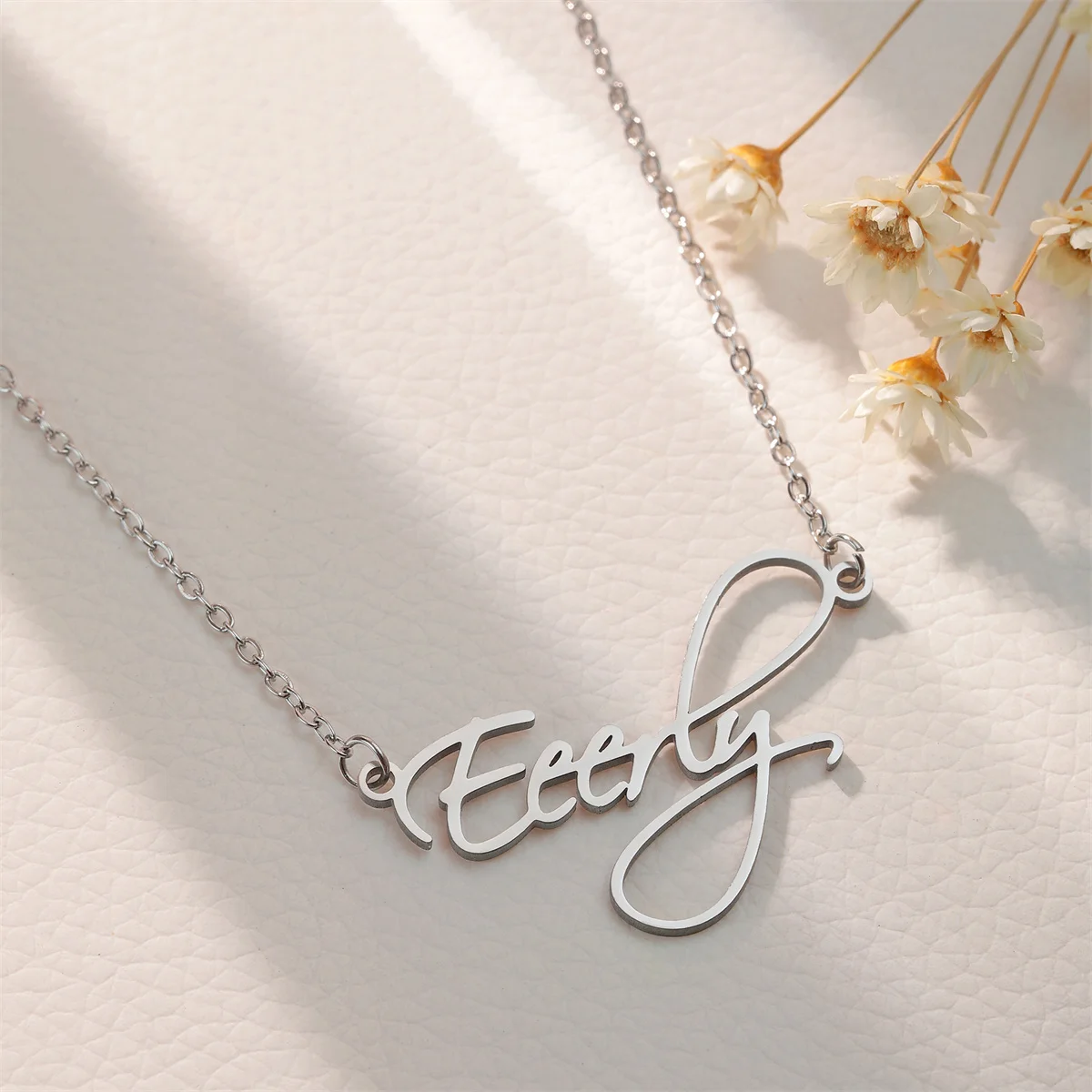 Custom Name Necklace, Fashion Script Pendant, Personalized Stainless Steel Jewelry for Women Gift