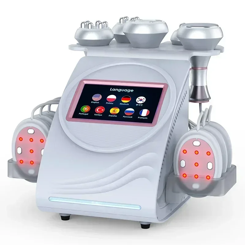 

RF Newest 6 In1 Vacuum Cavitation Machine EMS 80K Body Sculpting Microcurrent Machine Face Lifting Ultrasound Beauty Machine