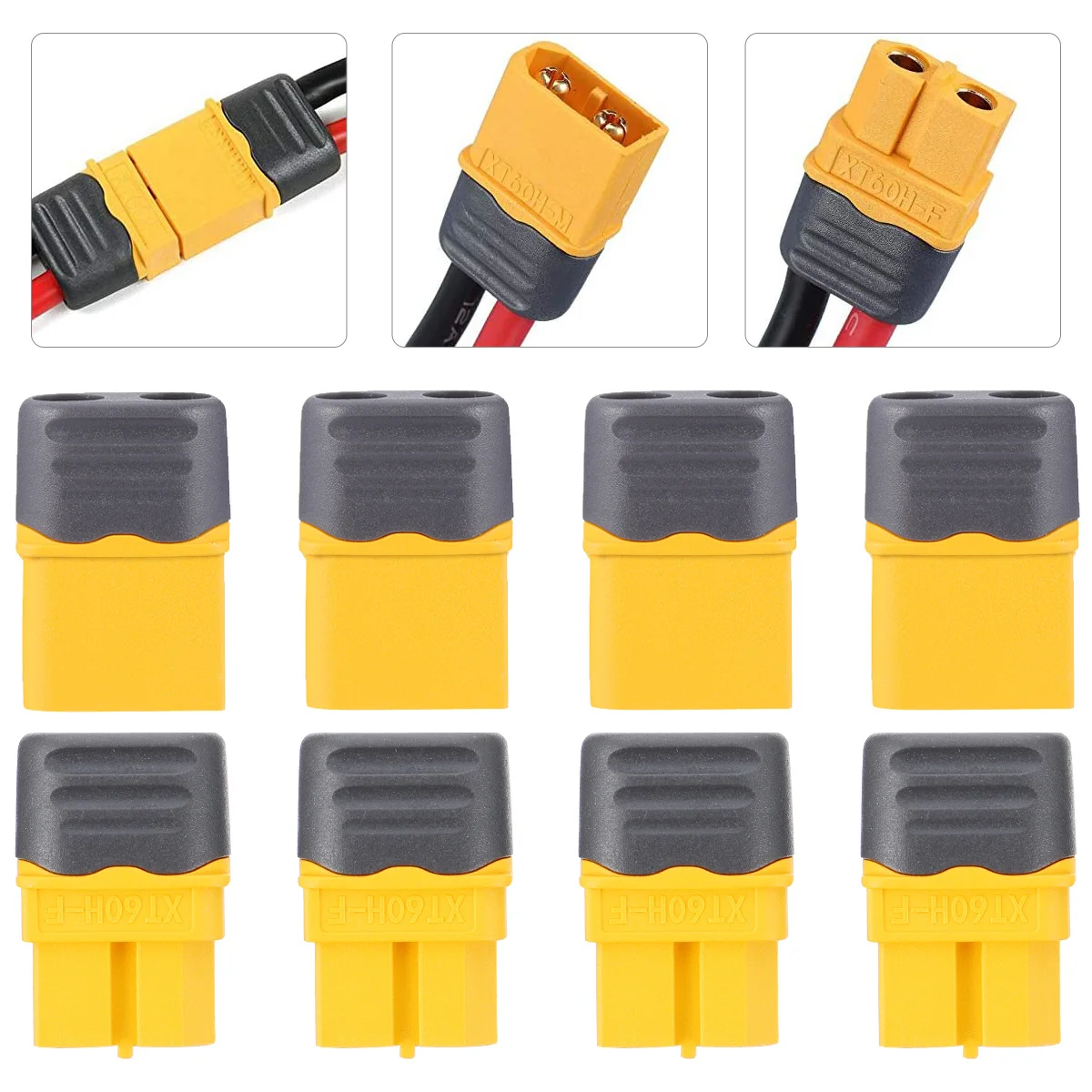 

10Pairs Xt60h Bullet Connectors Power Plugs for Rc Lipo High Current Durable Male Female Tight