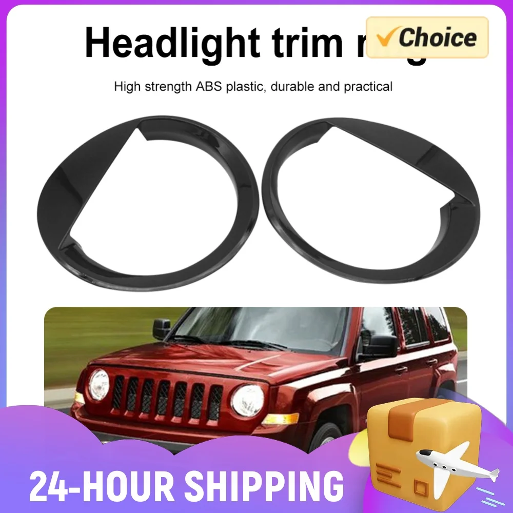 2pcs Front Light Headlight Trim Cover ABS Front Headlight Cover Protection for Patriot Auto Exterior Accessories