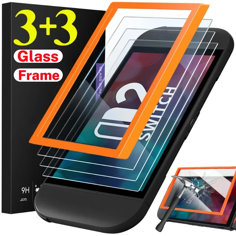 Screen Protector for Nintendo Switch 2 with Alignment Frame HD Clear Tempered Glass for Switch 2 Auto-alignment Accessories