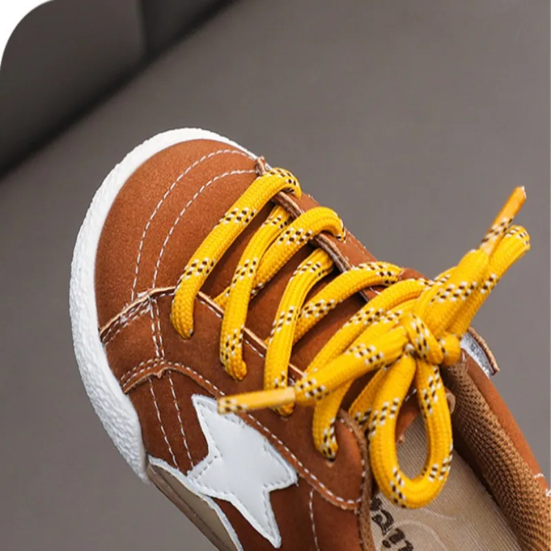 Picture 6: Genuine leather baby walking shoes boys' anti slip functional shoes new girls' toe cap board shoes Kids soft soled casual shoes