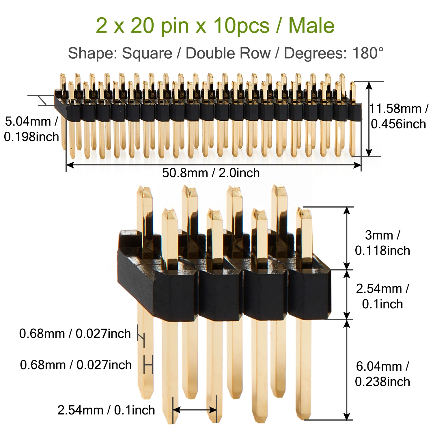 Neuer 2x20 Pin Stecker Gpio Dual-Header 40-polig Doppelreihig 2,54mm Vergoldet Zweireihiger Nano-Steckverbinder für Arduino PCB Raspberry Pi – Detail 3