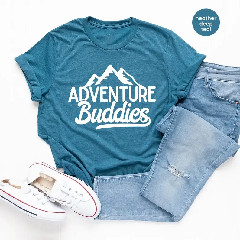 Matching Camping Family Travel Shirts Adventure Buddies Graphic Short Sleeve Top Tees 100% Cotton O Neck 2022 Harajuku Tshirts