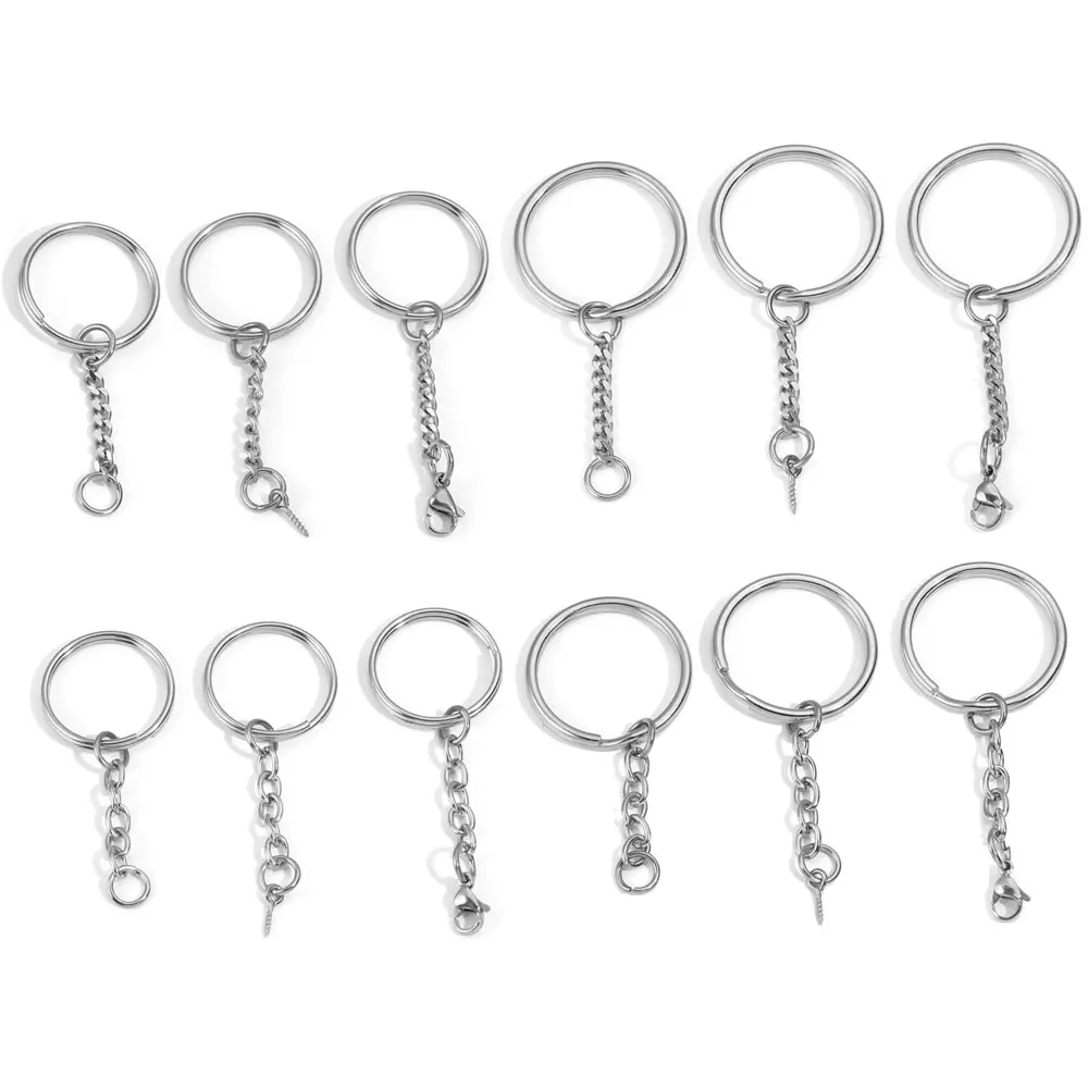 5pcs Key Chain Stainless Steel Keyrings Blank Keychain Pendants Accessories DIY Key Ring With Screw Pin Accessories Wholesale