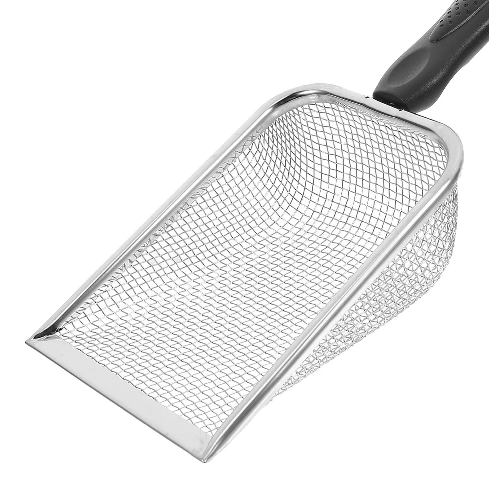 2Pcs Beach Mesh Sand Filter Shovel Sturdy Stainless Steel Plastic Mesh Scoop for Shell Searching Pet Litter Food Cooking