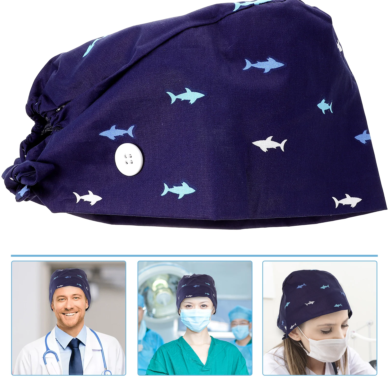 Cute Nurse Hat Elasticity Printing Caps Absorbent Sweat Cartoon Adorable Doctor Men and Women