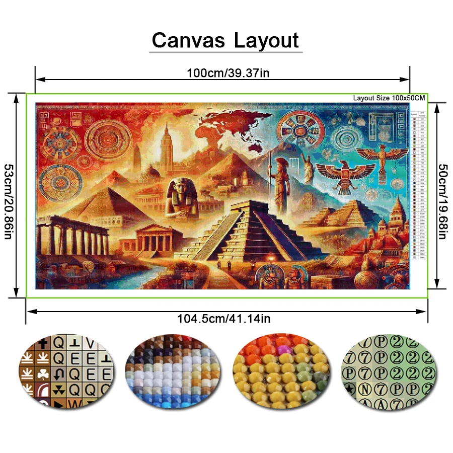 Frameless,Large Size Scenery New Collection Pyramid Egyptians Diy Diamond Painting Kits Full Drill Mosaic Embroidery Picture Wal